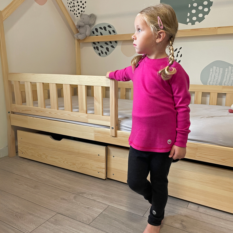 Rostoucí MERINO tričko s dlouhým rukávem Pinkie