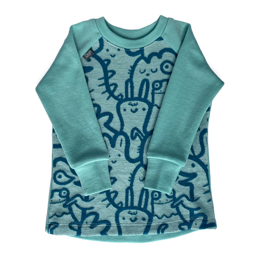 Rostoucí MERINO komplet Funny animals mint (9-24 měs.)