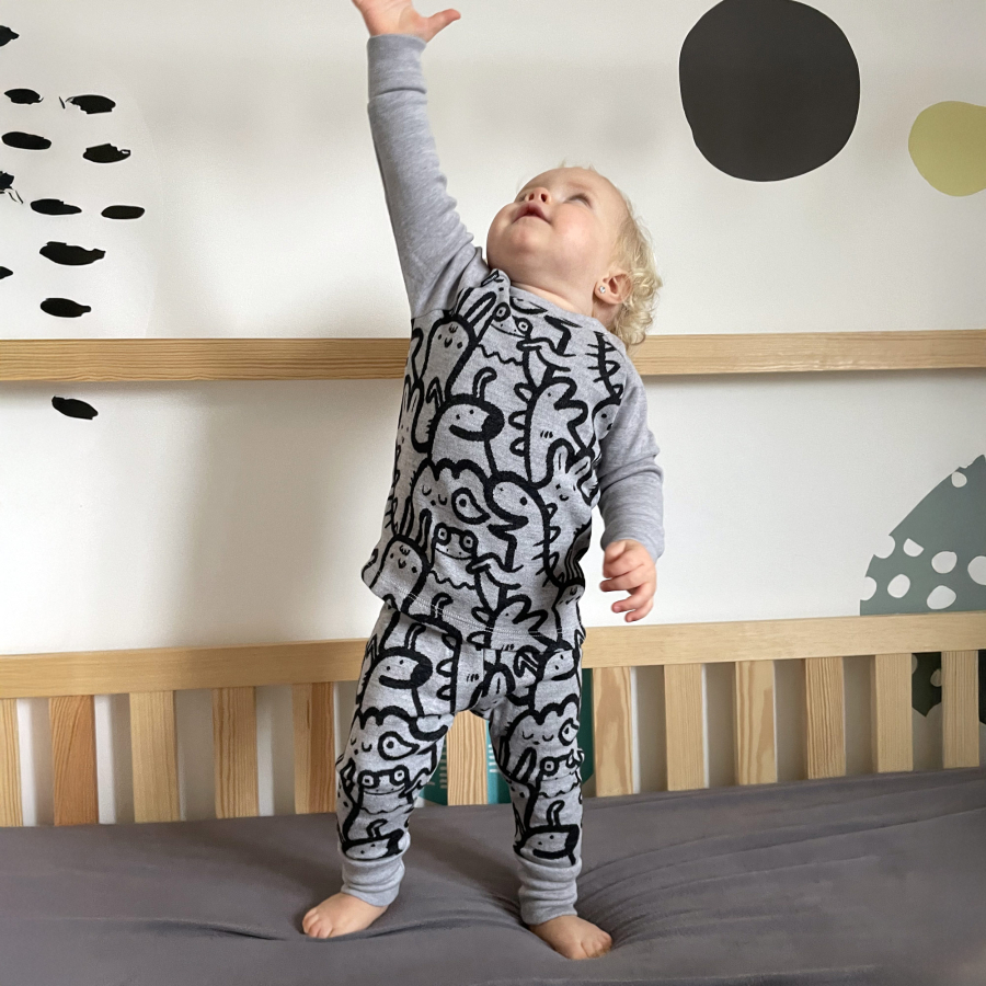 Rostoucí MERINO komplet Funny animals grey